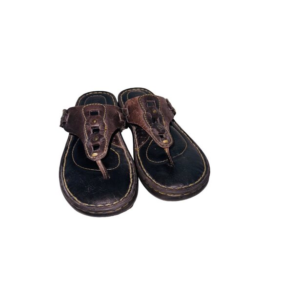 Born Genuine Brown Leather Thong Jesus Sandals 6 Cushioned Comfort Ortho Shoe - Picture 4 of 10
